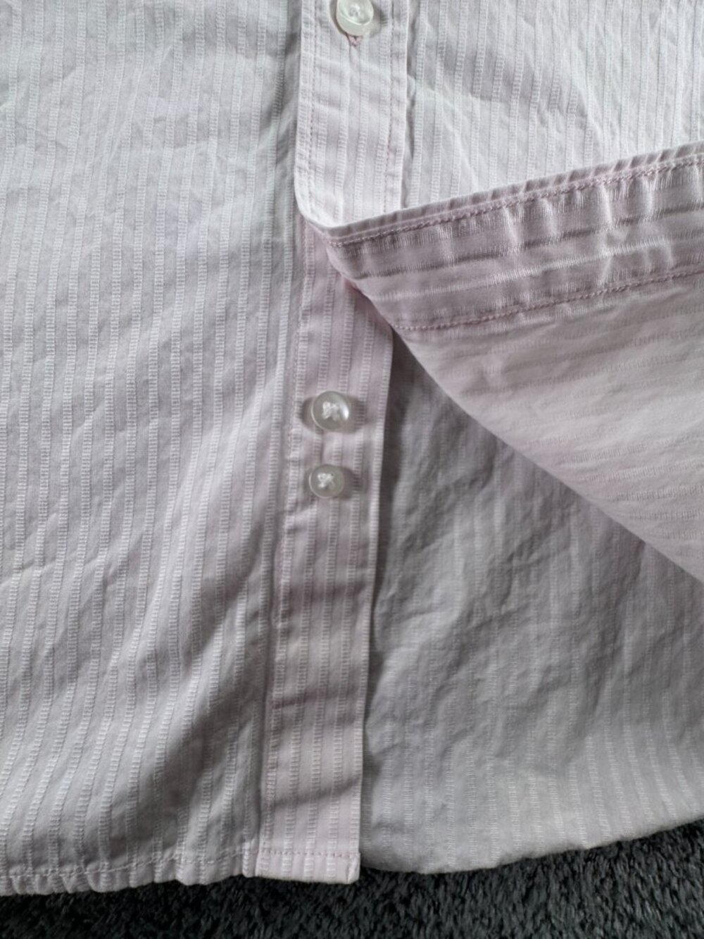 Thomas Pink Long Sleeve Button Up Shirt Men Pink Striped Size 16 Slim Fit Woven - Picture 9 of 13